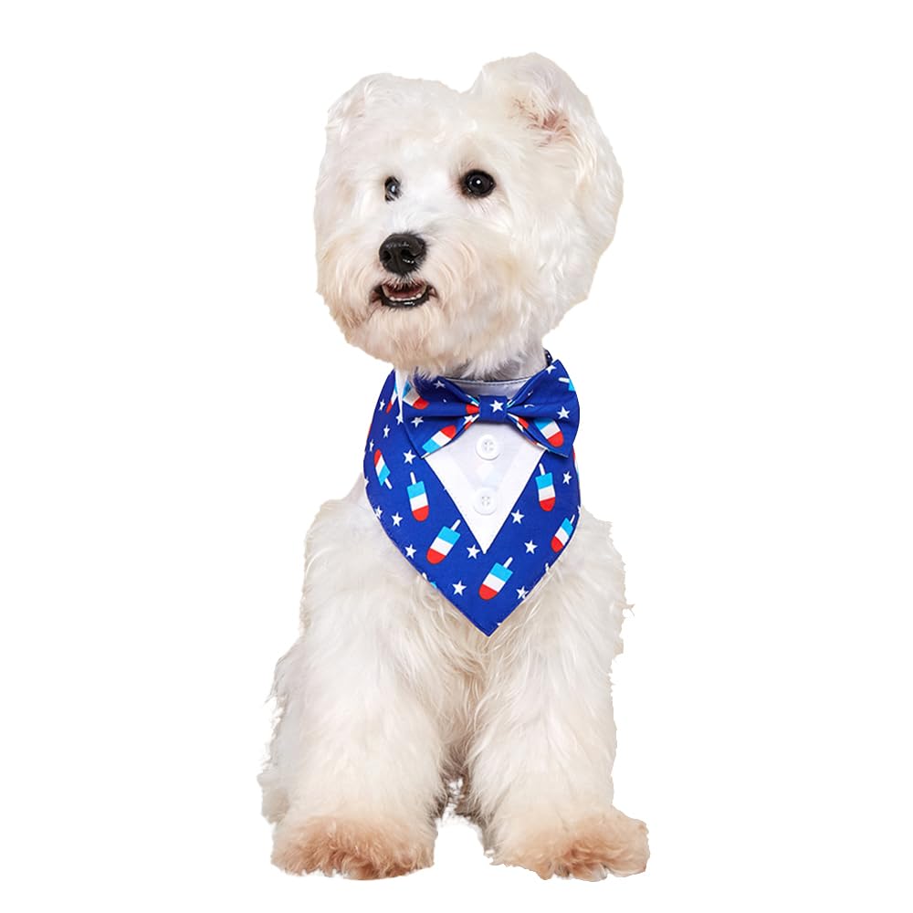Dog Tuxedo, Adjustable Formal Wedding Outfit Bandana Dog Tux Collar with Bow Tie, Pet Birthday Valentines Outfit Cosplay(X-Small)