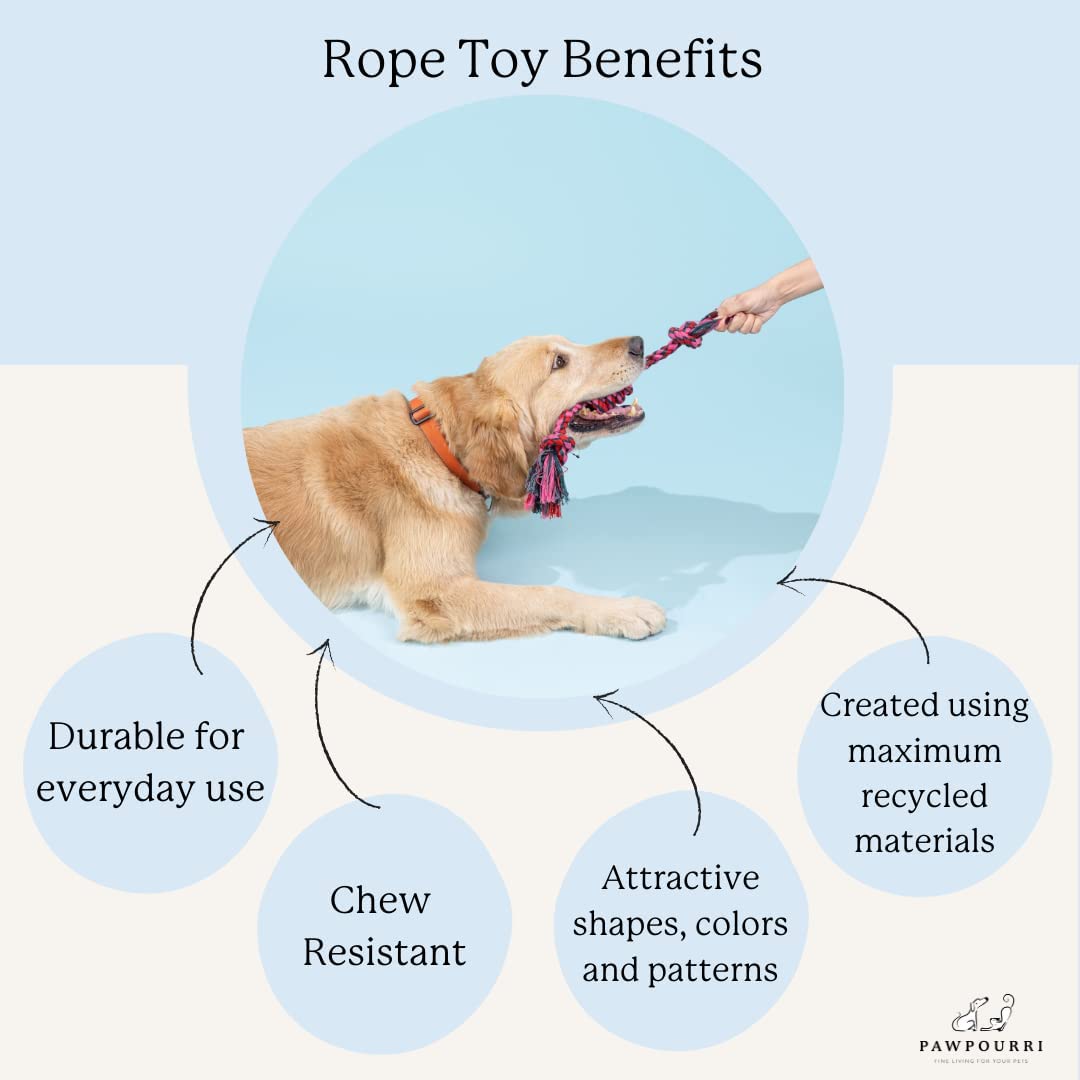 PAWPOURRI Natural Suede Leather and Rope Chew Toy with Bone Design for Medium and Large Dogs | Durable Interactive Play Toy | Great for Fetch, Tug and Daily Chewing Fun