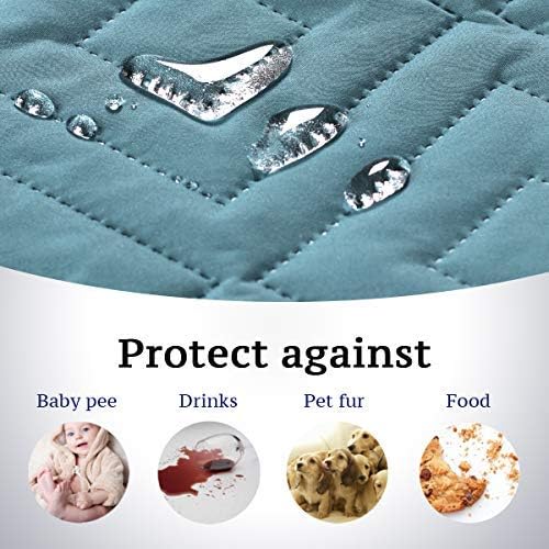 H.VERSAILTEX Reversible Quilted Recliner Covers Water Resistant Furniture Protector for Reclienr Chair with Elastic Straps for Pets Kids Sitting Width Up to 22"(Recliner, Cameo Blue/Beige)