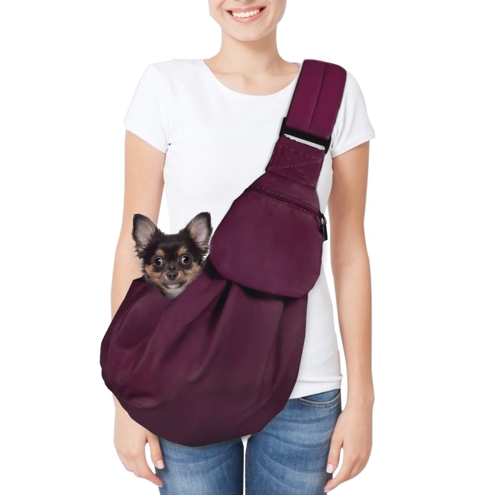 SlowTon Dog Carrier Sling - Thick Padded Shoulder Strap Adjustable, DGY S