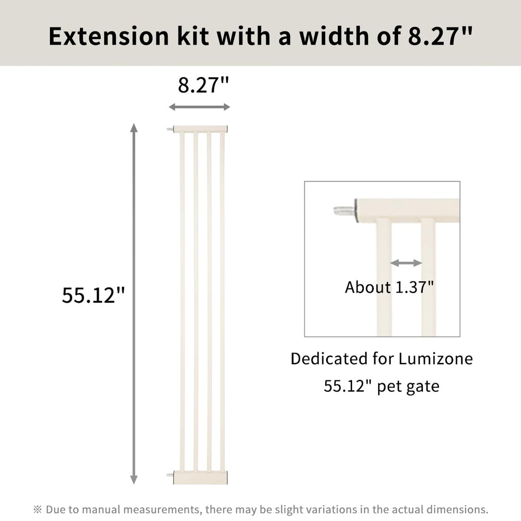 Lumizone 55.12" Extra Tall Pet Gate Extension Kit 8.27" Wide Cream
