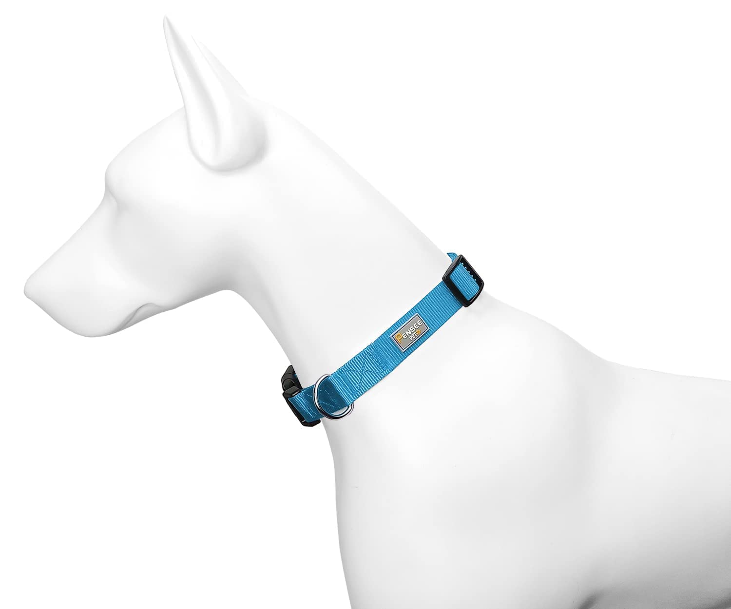 PENSEEPET Dog Collar Light Blue Basic Dog Collars with Breathable Quick Release Nylon Pet Collar for Puppy Small Medium Large Dogs Boy