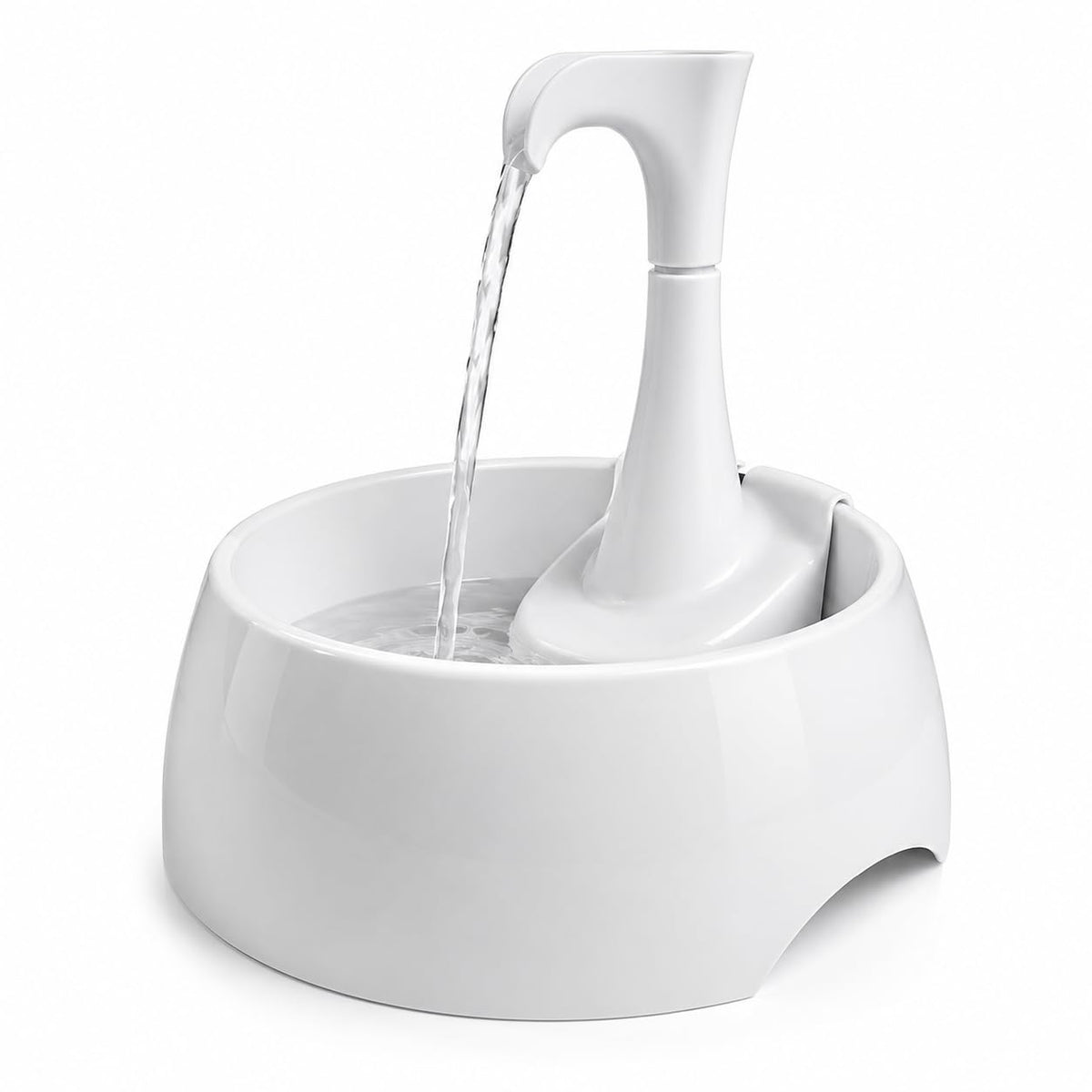 Aqua First Pet Water Fountain - Automatic Drinking Bowl for Cats and Dogs - Light and Portable - Replaceable Filters - Ergonomic Design - 1.2L/42 fl oz - White