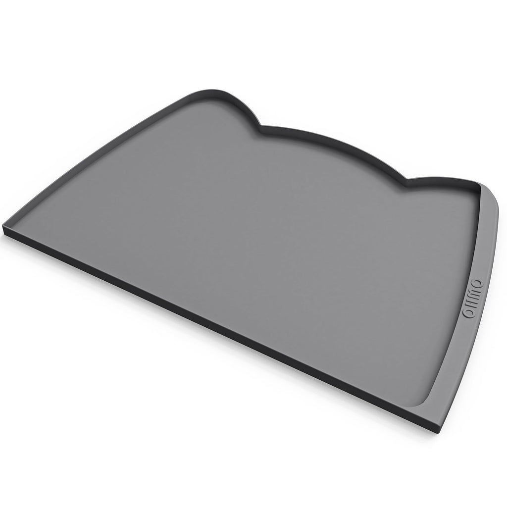 OHMO Large Dog Food Mat, Silicone Pet Feeding Mat, 24x15, Dark Grey