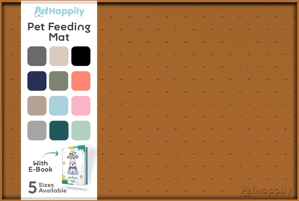 PetHappily Dog Food Mat - Raised Edges Dogs Mat for Food and Water Prevent Spill, Waterproof Cat Food Mats Protect Floors, Easy Clean Dog Bowl Mats for Food and Water, Silicone Pet Food Tray