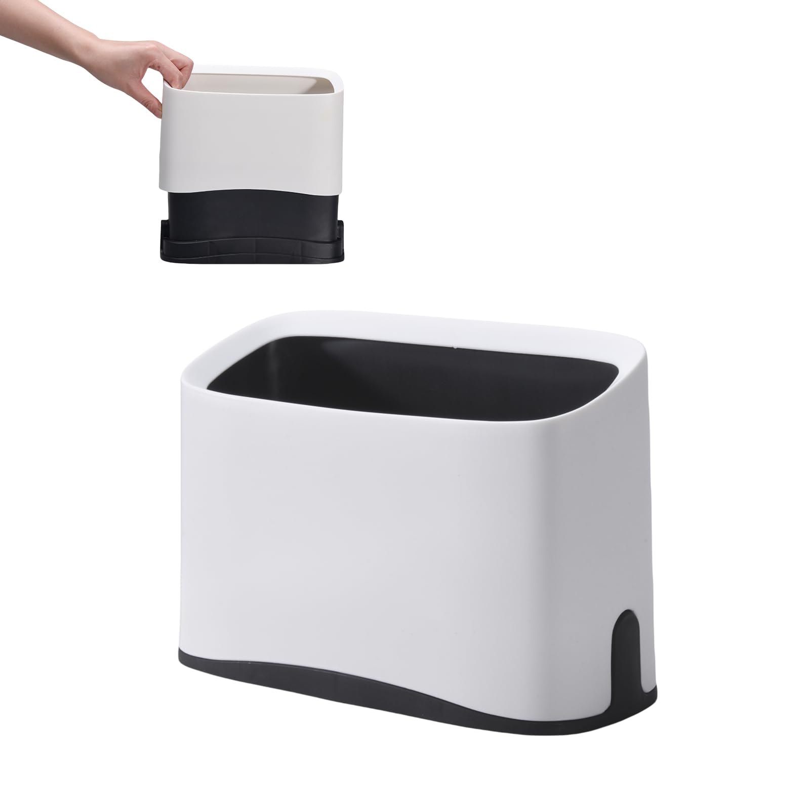 Cat Litter Scoop Holder Universal Scooper Storage Caddy for Most Kitty Poop Shovel, Durable Removable Pet Pooper Stand for Plastic / Metal Waste Scoops, Double-Layer Mini Desktop Trash Can - L White