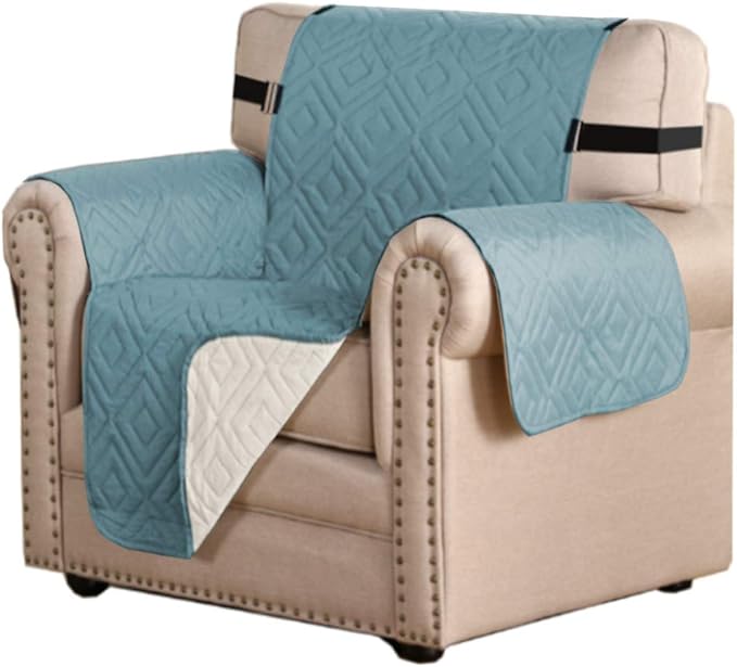H.VERSAILTEX Reversible Chair Cover Furniture Protector Anti-Slip Couch Cover Water Resistant 2" Elastic Straps Chair Slipcover Pets Kids Fit Sitting Width Up to 21" (Chair:75" x 65"
