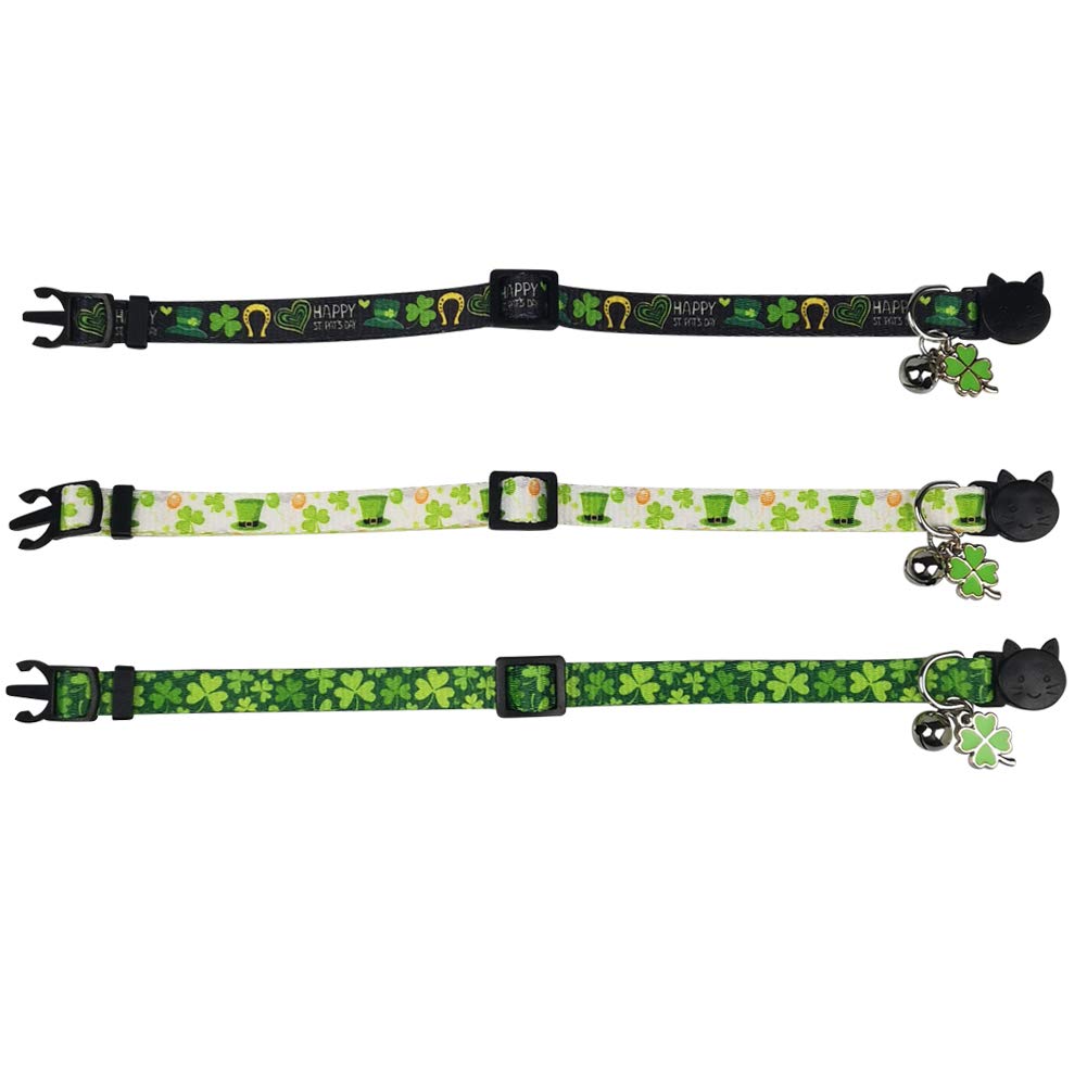 3 Pack St. Patrick's Day Cat Collar with Bell Breakaway Adjustable