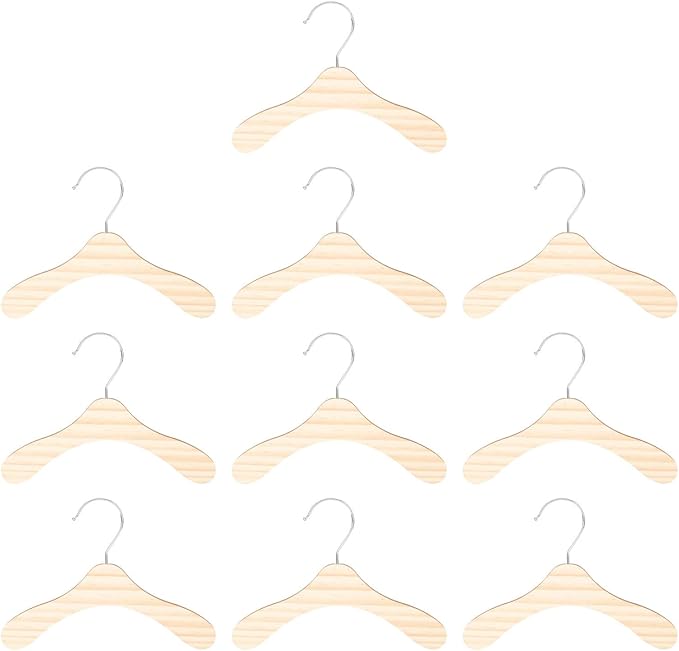 10pcs 8.66-inch Wooden Pet Hangers for Dogs and Cats, Large Solid Wood Dog Clothes Hangers, Portable Pet Accessory for Household Closet Organization