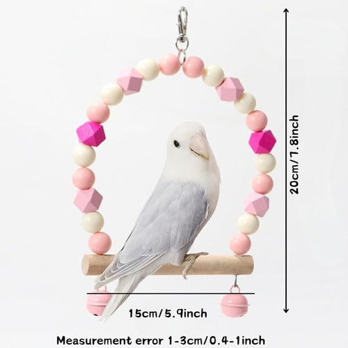3PCS Bird Toys Bird Foraging Toys Chewing Hanging Birdcage Swing Cage Accessories Parrot Climbing Ladder for Conure Parakeet Cockatiel Budgies Lovebird Parrotlet (Pink)
