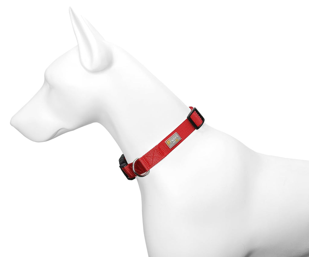 PenSeepet Basic Dog Collar, Adjustable Nylon for Small Dogs,Red