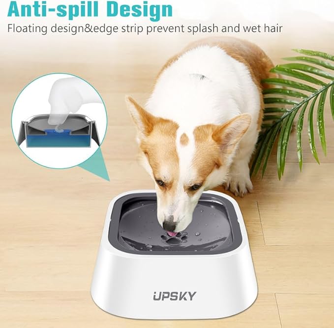 UPSKY 35oz No-Spill Pet Water Bowl, Slow Water Feeder for Dogs and Cats