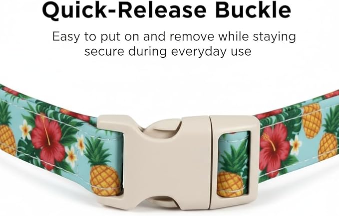 Summer Dog Collar with Tropical Pattern, Cute Dog Collar for Girl Boy Dogs, Pet Collar with Unique Print and Soft Fabric, Suitable for Medium Dogs