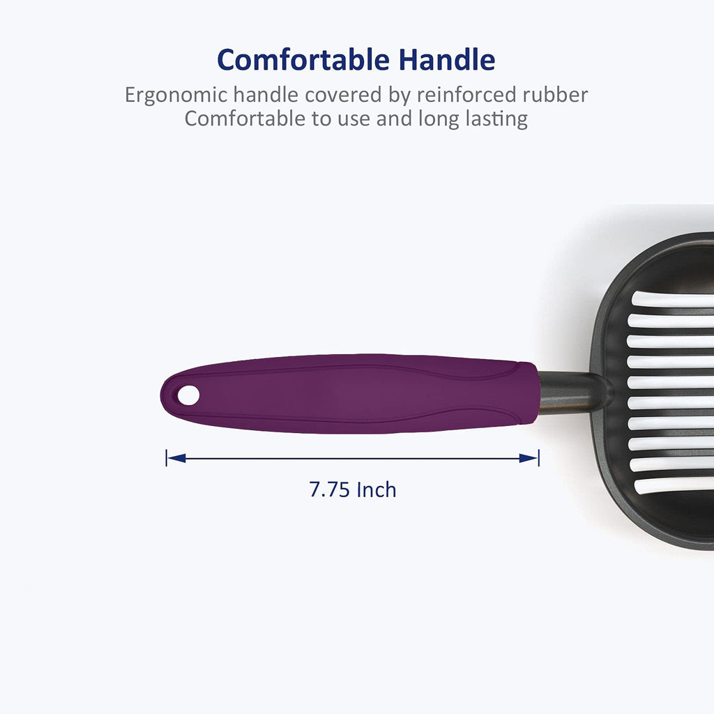 WePet Cat Litter Scoop, Non-Stick Plated Aluminum Alloy Sifter, Kitty Durable Metal Scooper, Deep Shovel, Long Handle, Kitten Pooper Lifter, Size Large, Coated Black Body with Violet Handle