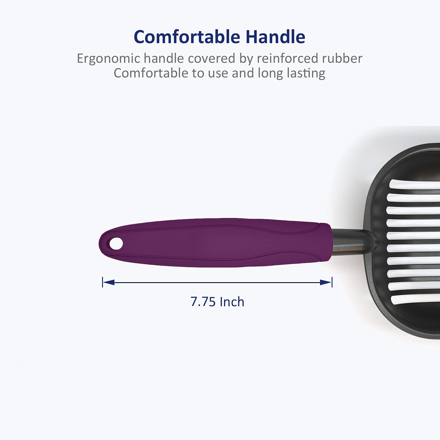 WePet Cat Litter Scoop, Non-Stick Plated Aluminum Alloy Sifter, Kitty Durable Metal Scooper, Deep Shovel, Long Handle, Kitten Pooper Lifter, Size Large, Coated Black Body with Violet Handle