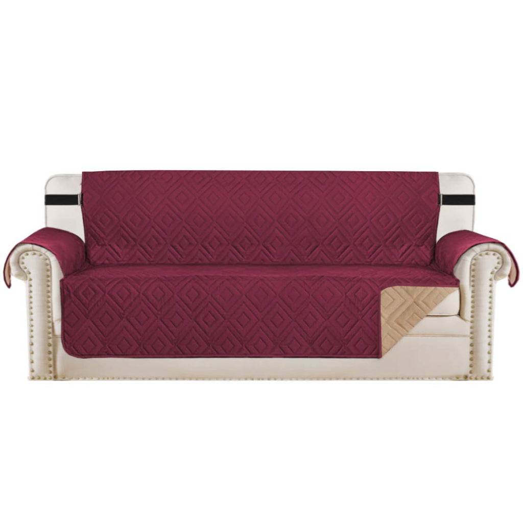 H.VERSAILTEX Reversible Sofa Slipcover Furniture Protector Water Resistant 2" Elastic Straps Sofa Cover Couch Covers Pets Kids Fit Sitting Width Up to 78" (Oversized Sofa: 86" x 132", Red/Tan)