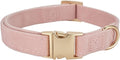 YUDOTE Soft Cotton Dog Collar with Metal Buckle Adjustable Heavy Duty Comfy Corduroy Collars for Small Medium Large Dogs,Light Pink,Medium