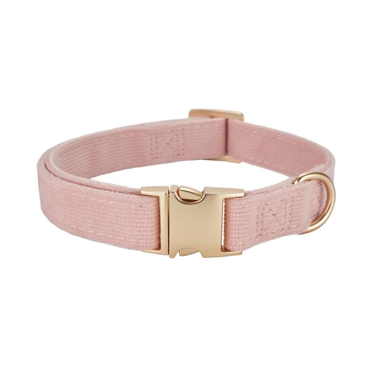 YUDOTE Soft Cotton Dog Collar with Metal Buckle Adjustable Heavy Duty Comfy Corduroy Collars for Small Medium Large Dogs,Light Pink,Large