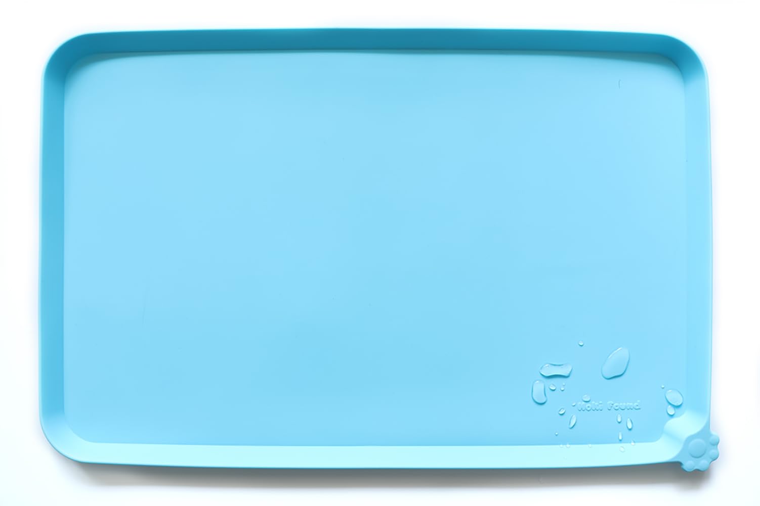 Hoki Found Silicone Pet Food Tray - High-Lips Dog Cat Bowl Mats - Waterproof Dog Cat Food Mats - Battleship — 19" x 12" — 24" x 16"