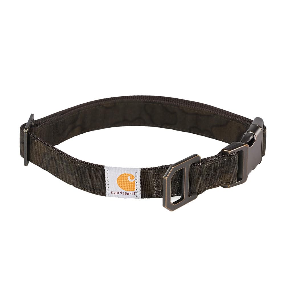 Carhartt Nylon Duck Dog Collar, Fully Adjustable Durable 2-Ply Cordura Nylon Canvas Collars for Dogs, Tarmac Duck Camo, Medium