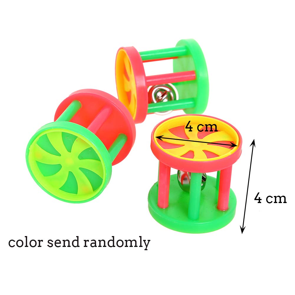 QBLEEV Bird Roller Rattles Toys, Parrot Foot Toys, Foraging Chewing Bell Training Trick Toys, Birds Play Gym Activity Center Cage Accessories for Small Parrots-3 Pack