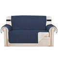 H.VERSAILTEX Reversible Loveseat Cover Furniture Protector Anti-Slip Water Resistant 2" Elastic Straps Couch Covers Pets Kids Fit Sitting Width Up to 54"(Oversized Loveseat: 75" x 98", Navy/Beige)
