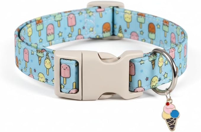 Britwicfr Summer Dog Collar with Tropical Pattern, Cute Dog Collar for Girl Boy Dogs, Pet Collar with Unique Print and Soft Fabric, Suitable for Small Dogs