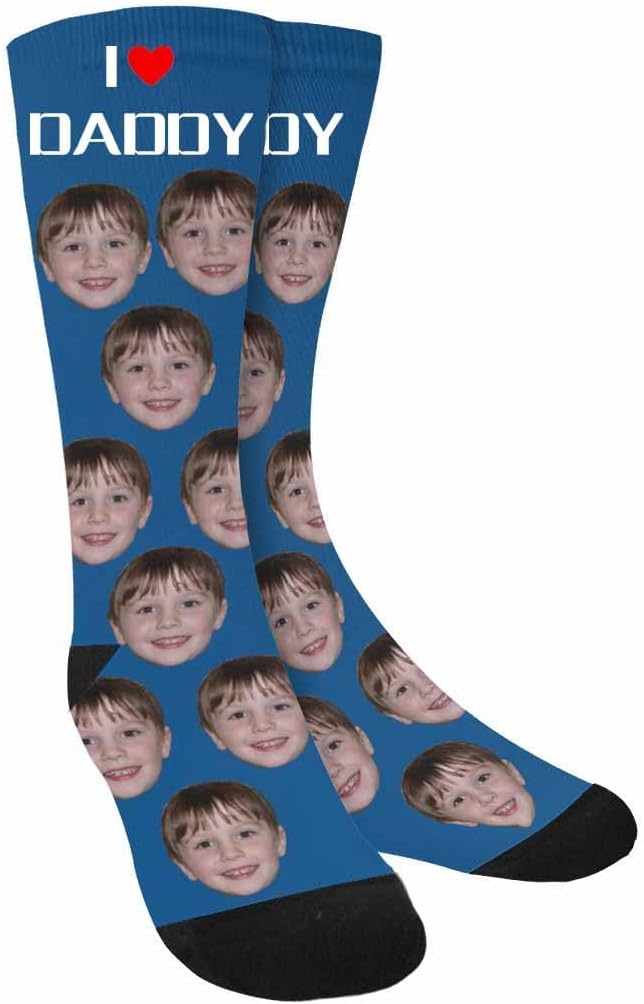 D-Story Custom Face Socks, Personalized Photo Picture on Socks, Unisex Athletic Crew Socks for Men Women