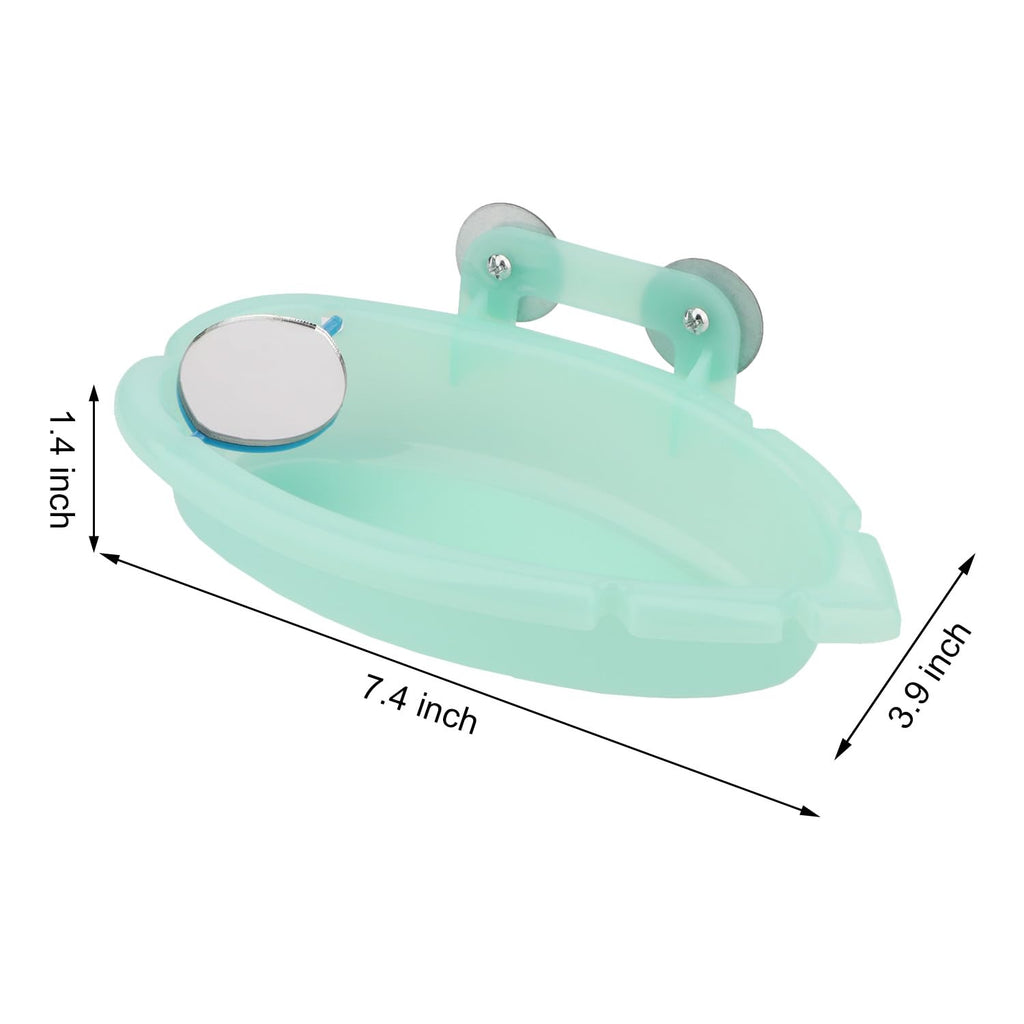 Wontee Bird Bath with Mirror for Small Birds Budgie Parakeet Cage, Green