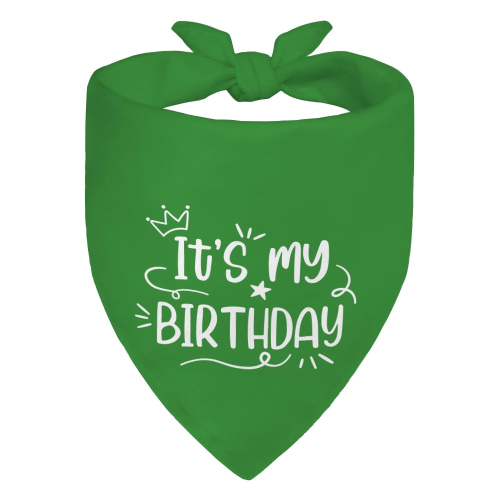 WHTYEFZ It's My Birthday Green Dog Bandana, Birthday Pet Scarf