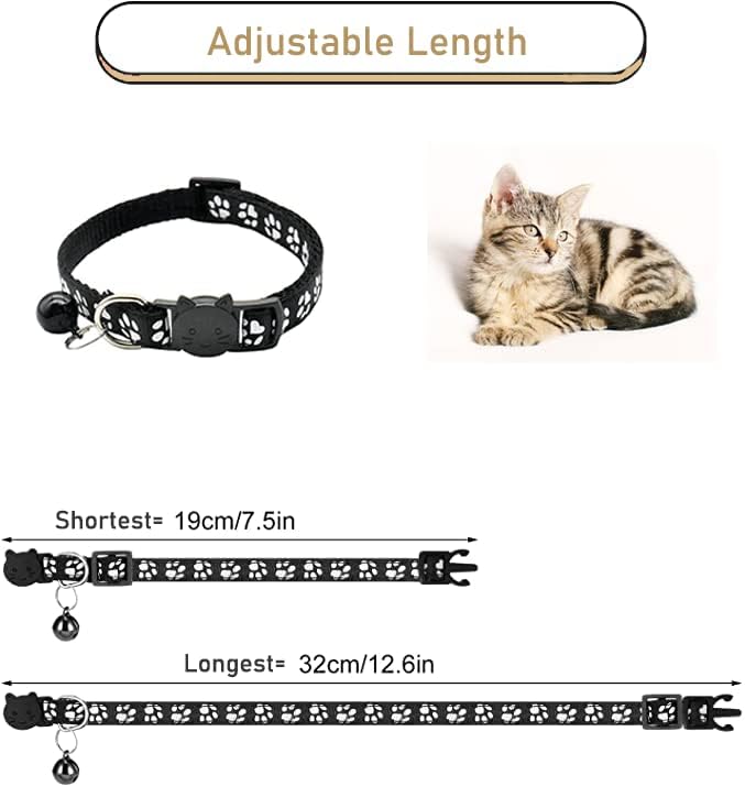 2 Pack Cat Collars Quick Release Reflective Kitten Collar with Bell & Safety Release (Dark Green)