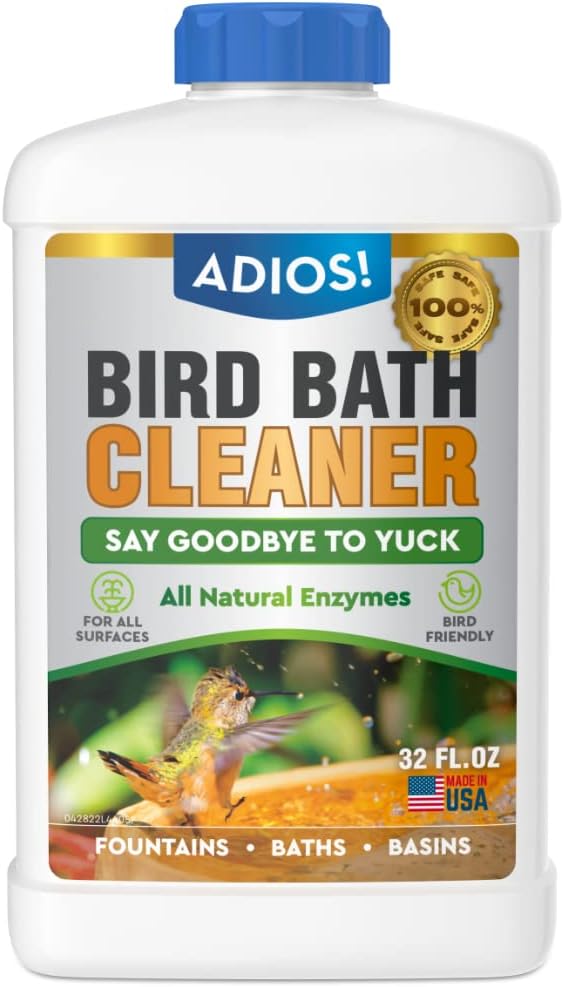 ADIOS! Bird Bath Cleaner Safe for Birds and Outdoor Water Fountains - 8oz