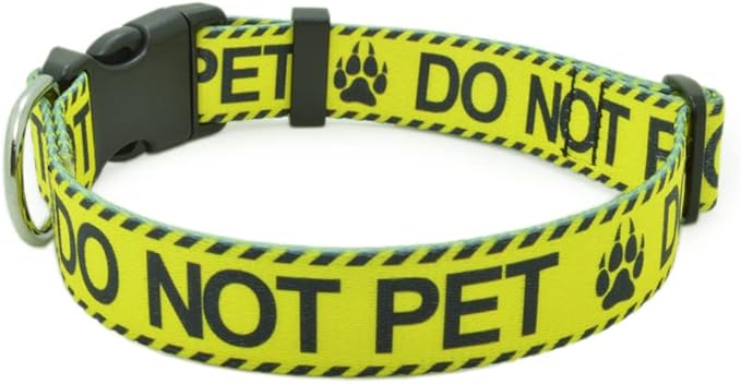 DWOOFG Dog Collar for DO NOT PET, Sturdy Durable with Buckle, Yellow Dog Collars for Small Medium Large Dogs, Premium Adjustable Polyester Pet Collar