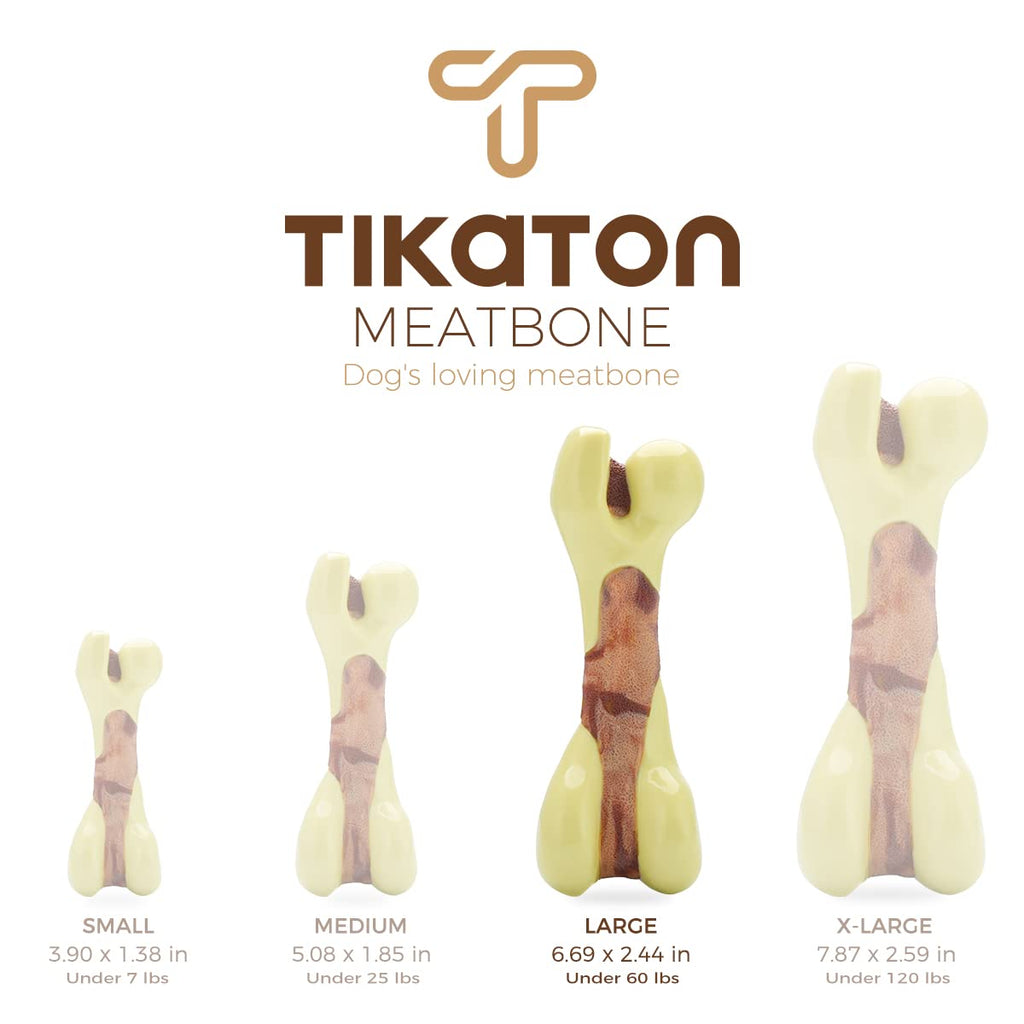 Tikaton Dog Chew Toys for Aggressive Chewers, Peanut Butter Flavor Durable Dog Teething Chew Toys Bones for Large/Medium/Small Puppies