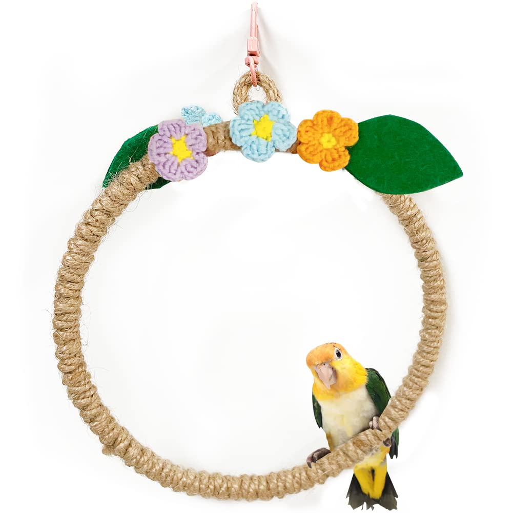 La La Pet® Bird Rope Swing with Hanging Hook Bird Rope Perch Bird Swing Perch Bird Perch Stand Bird Cage Toy for Parrot Budgie Parakeet Cockatiel Cockatoo Conure Large