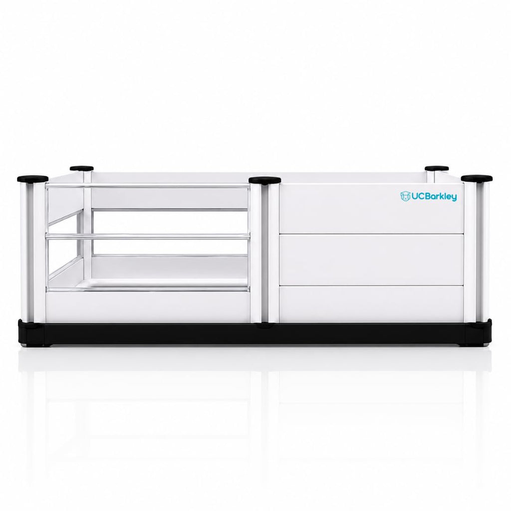 UC Barkley Whelping Box for Dogs and Puppies with Clear Window Panel – Modular, Easy-Clean, Safe Design with Pig Rail, Floor Liner & Washable Pad | Premium 48 Inch