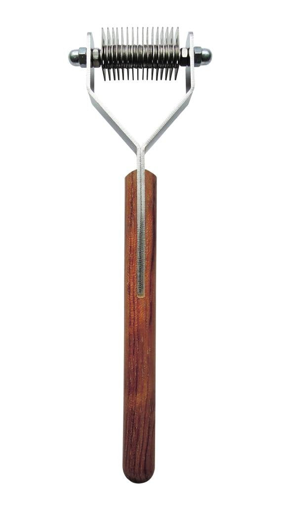 Mars Coat King Double Wide Dematting Undercoat Grooming Rake Stripper Tool for Dogs and Cats, Stainless Steel with Wooden Handle, Made in Germany, 18-Blade
