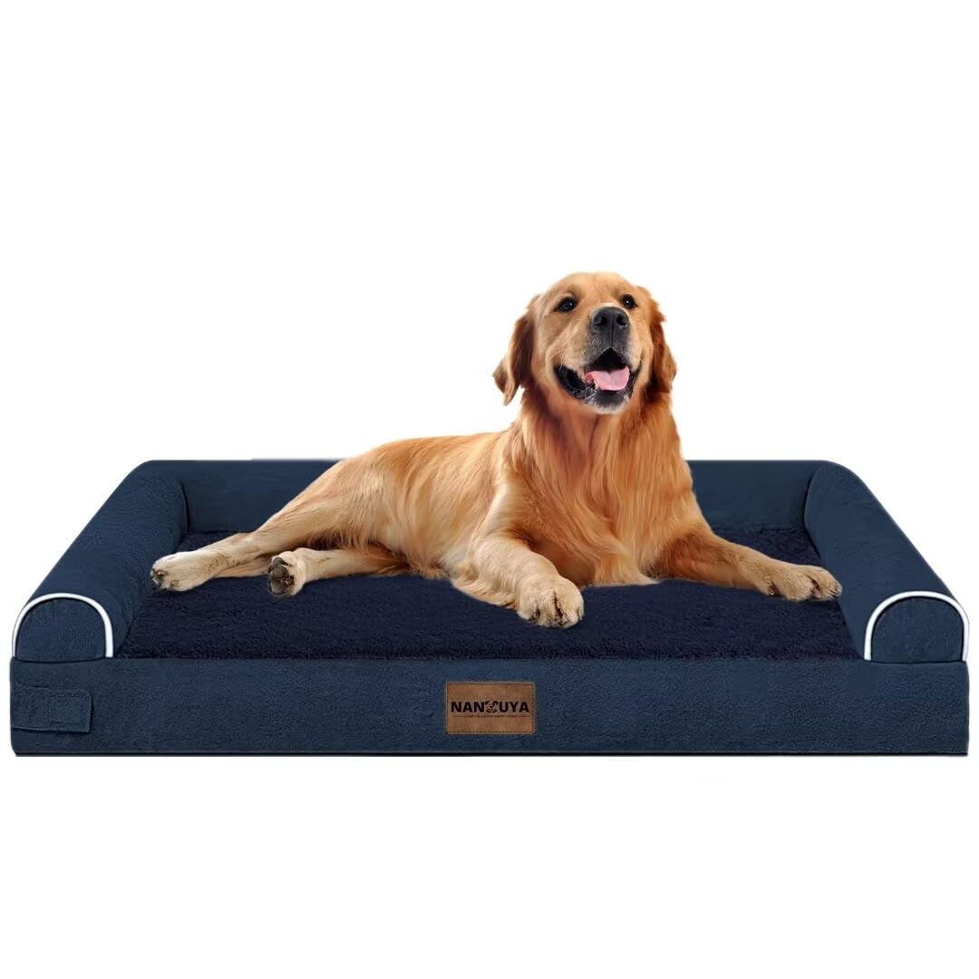 NANUYA Orthopedic Dog Bed for X-Large Dogs, 40 x 32 Inch, Navy Blue