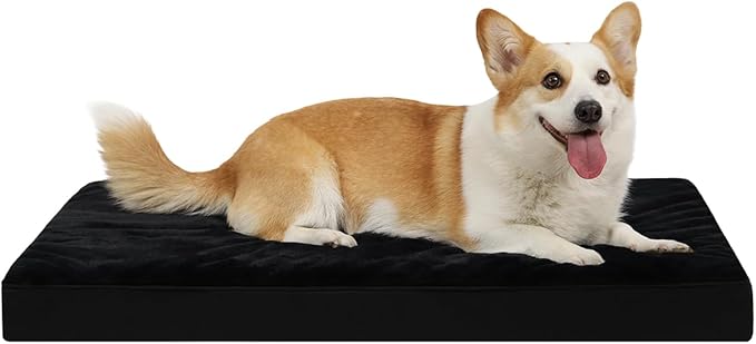 KSIIA Orthopedic Dog Bed for Small Dogs with Waterproof Lining, Black,23x17