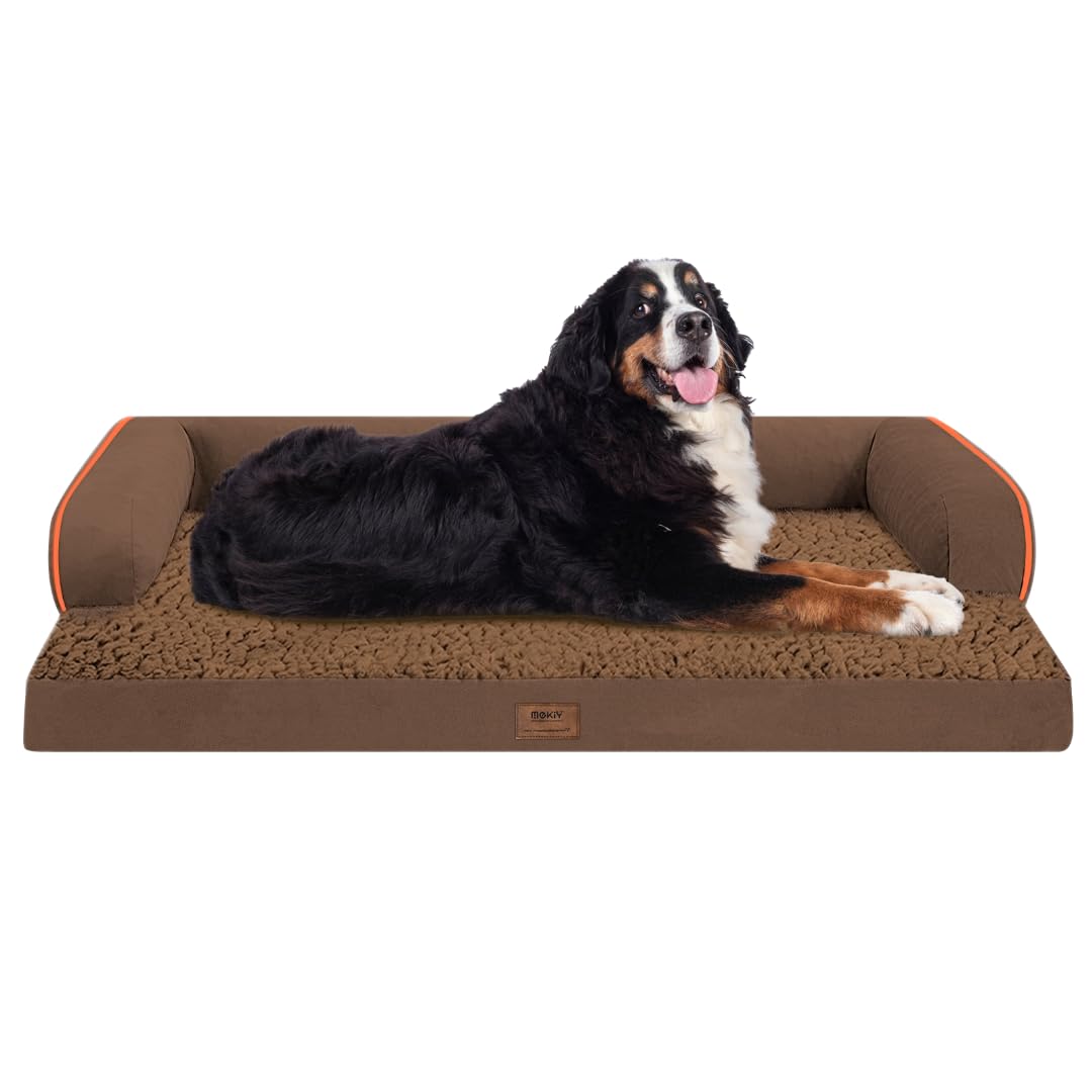 MEKIY Orthopedic Waterproof Jumbo Dog Bed with Bolster for Extra Large Dogs
