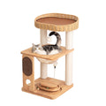 PETTIFUL Wood Cat Tree for Large Cats, Modern Cat Tree Tower with Wide Shelves Cotton Scratching Posts, Super Sturdy Base, Cozy Perches, and Interactive Toys for Indoor Kittens 31-Inch