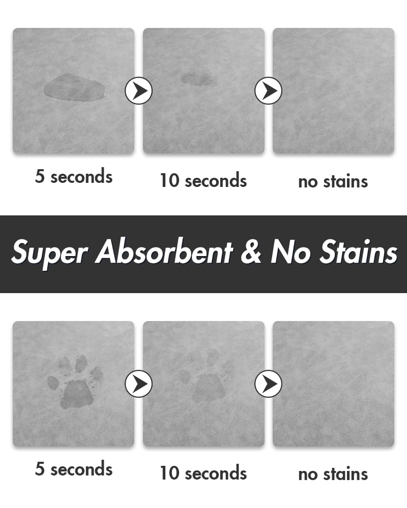 MontVoo-Absorbent Pet Feeding Mat-No Stains Pet Mat for Food and Water Bowl-Quick Dry Cat & Dog Food Mat Water Dispenser Mat-Pet Supplies Mat-Dog Water Bowl Mat for Messy Drinker,（LightGrey,12"x19"）