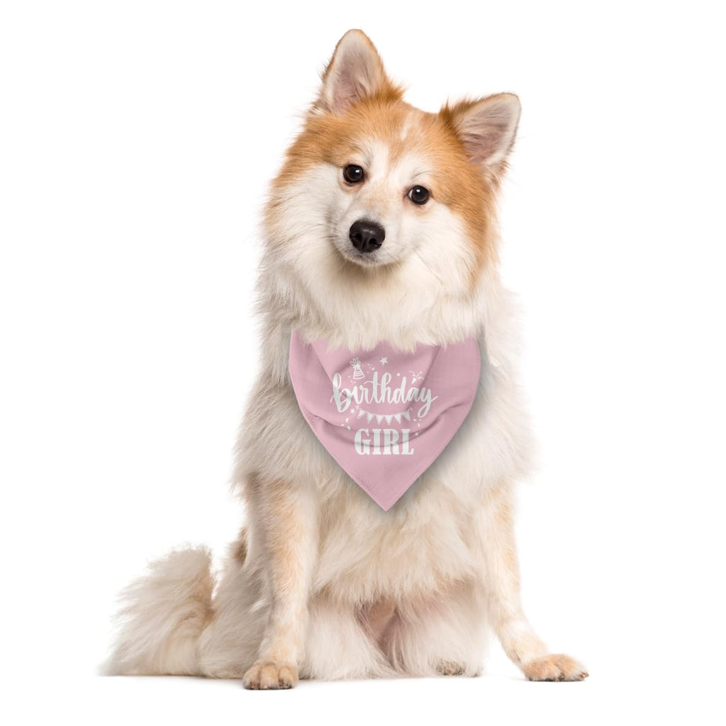 Birthday Girl Dog Bandana - Pink, Funny, Cute Triangle Scarf for Small, Medium, Large Dogs - Pet Accessories, Gift for Dog Lovers (D31)