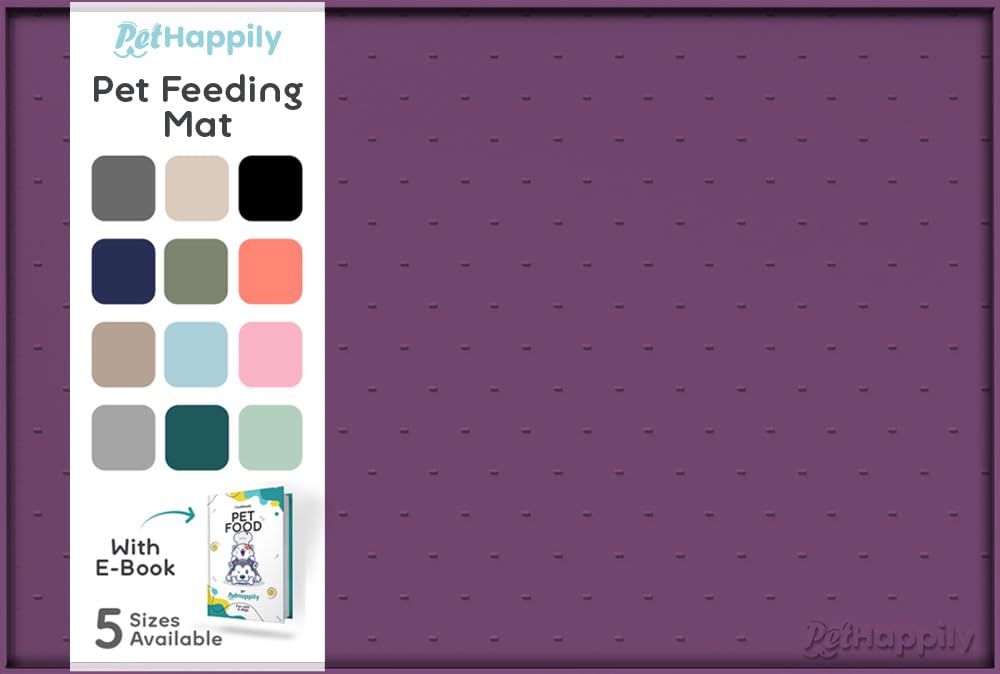 PetHappily Dog Food Mat - Raised Edges Dogs Mat for Food and Water Prevent Spill, Waterproof Cat Food Mats Protect Floors, Easy Clean Dog Bowl Mats for Food and Water, Silicone Pet Food Tray