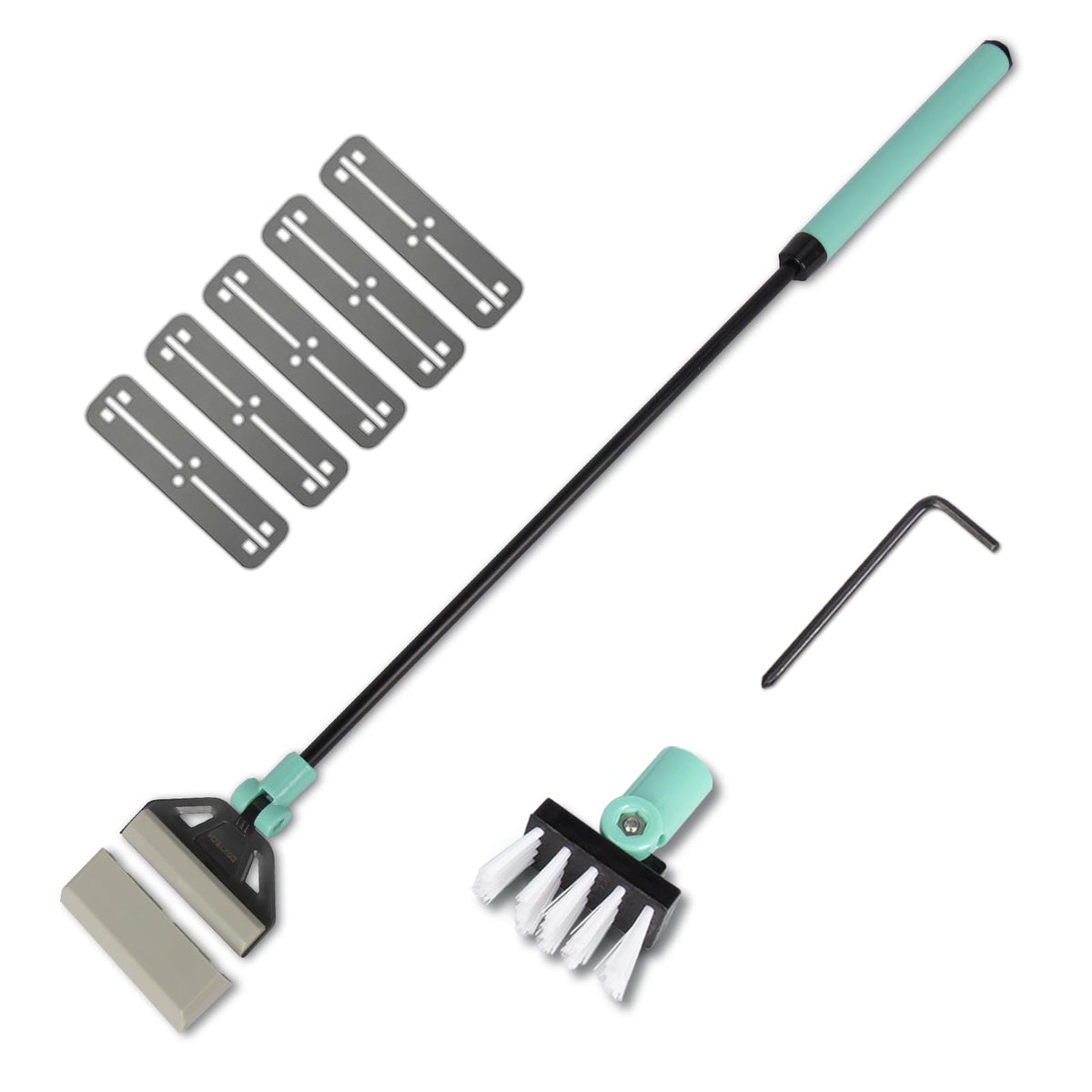 UPETTOOLS Aquarium Clean Tool 6 in 1 Fish Tank Cleaning Kit Algae Scraper Scrubber Pad Adjustable Long Handle Fish Tank Brush Cleaner Set