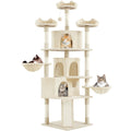 Yaheetech 76.5in Multi-Level Large Cat Tree, Big Cat Tower with 3 Condos, Cozy Plush Perches, 9 Sisal Scratching Posts and Ladder, Activity Center for Large Kitties, Beige