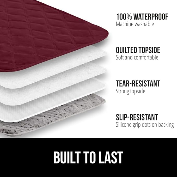 GORILLA GRIP Waterproof Bed Cover for Dogs, 82x82, Gripped Slip Resistant Backing, Leak Proof Washable Dog Blanket Covers Sofa, Couch, Sectional, Crate, Car, RV Seats, Pet Puppy Essentials, Burgandy