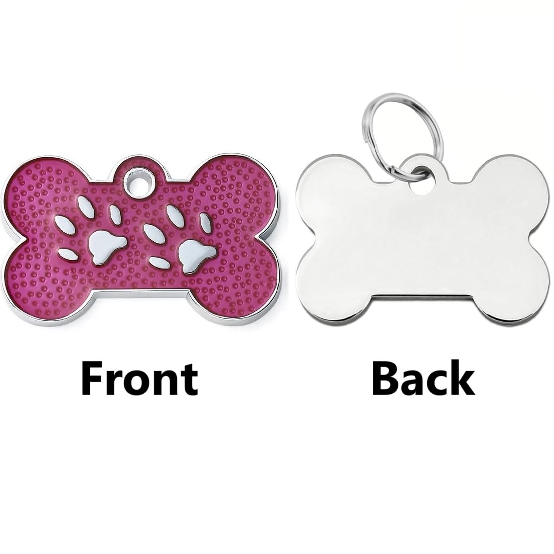 Personalized Dog/Cat Cute Paw Pet ID Tag with Unique Laser Engraving Name and Phone Number for Pet Collar or Key Chain (Pink)