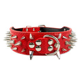 Serijoars Spiked Studded Dog Collar, PU Leather Dog Collar, Adjustable Pet Collars for Medium or Large Breed Pet (S, Red5)
