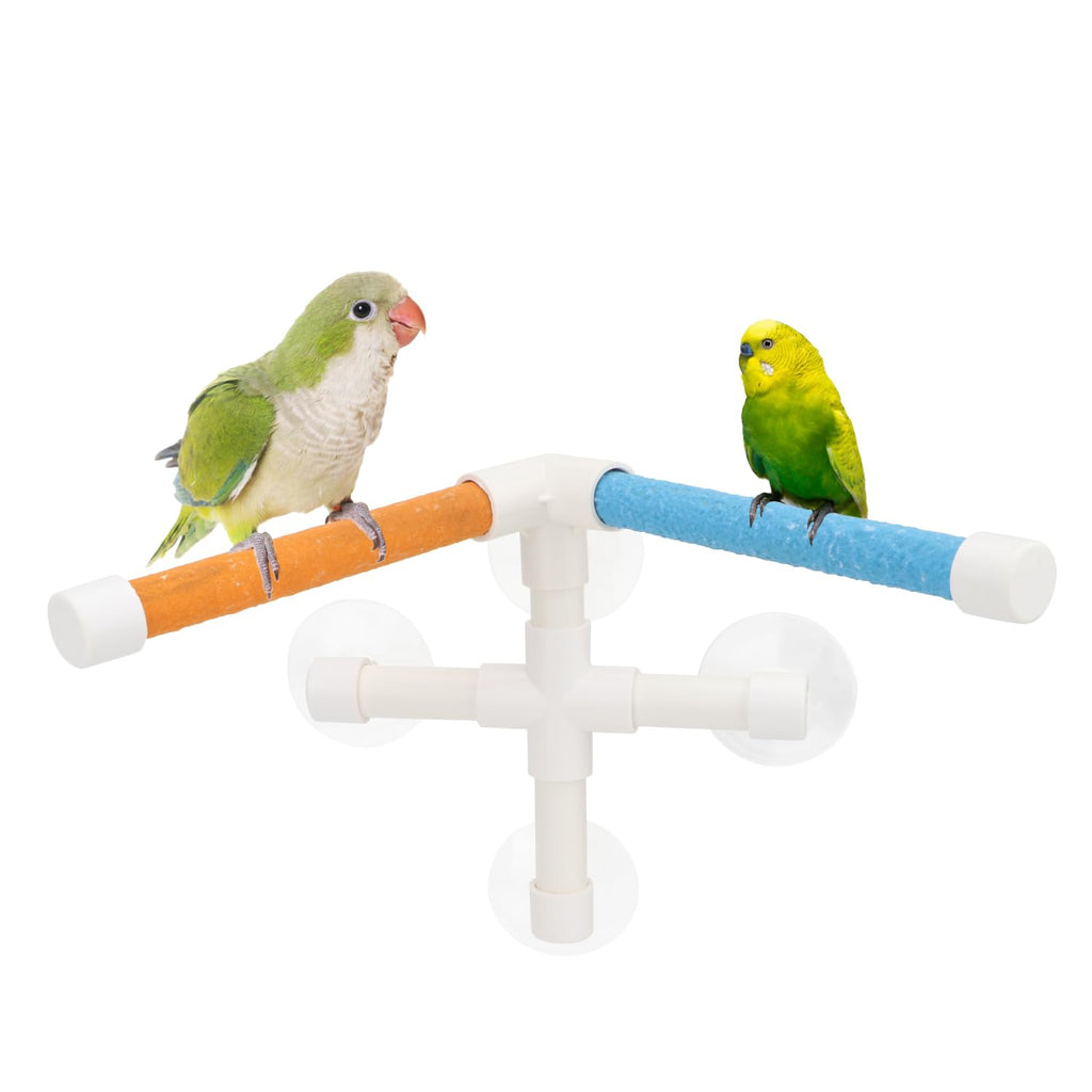 Hypeety Portable Suction Cup Bird Window and Shower Perch Toy Parrot Stand
